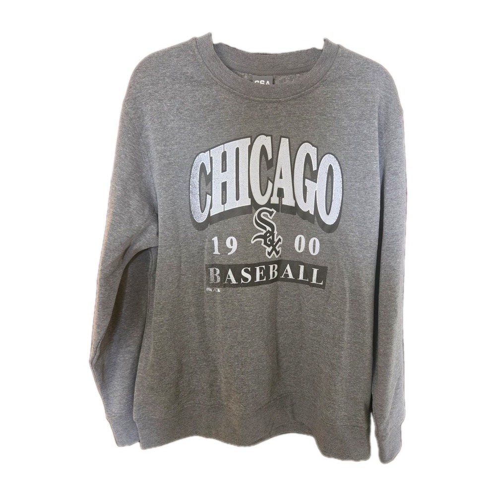 Chicago White Sox Baseball Sweatshirt Crew Size L MLB Gray Fleece Lined NWT